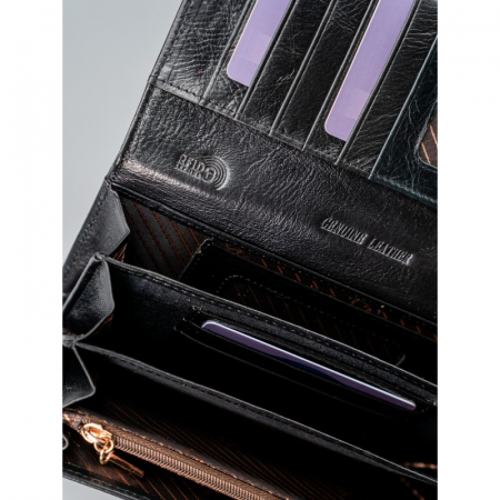 Portofel de lux pentru dama din piele naturala PORTG022, Negru [6]