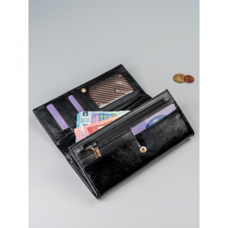 Portofel de lux pentru dama din piele naturala PORTG022, Negru [4]
