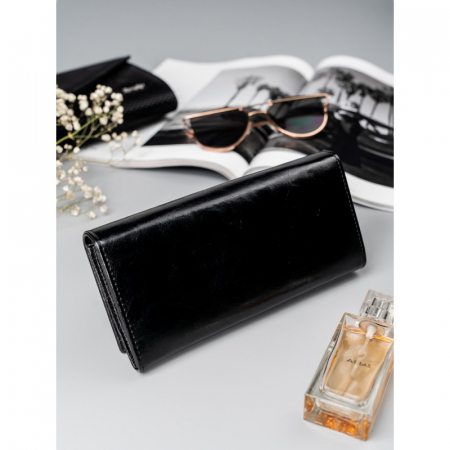 Portofel de lux pentru dama din piele naturala PORTG022, Negru [3]