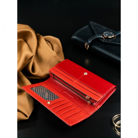 Portofel de lux pentru dama din piele naturala PORTG020, Rosu [1]