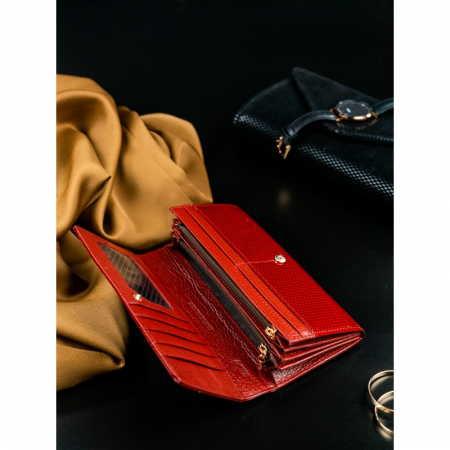 Portofel de lux pentru dama din piele naturala PORTG012, Rosu [5]