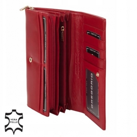 Portofel de lux pt. dama din piele naturala Gregorio PORT512 Rosu [1]