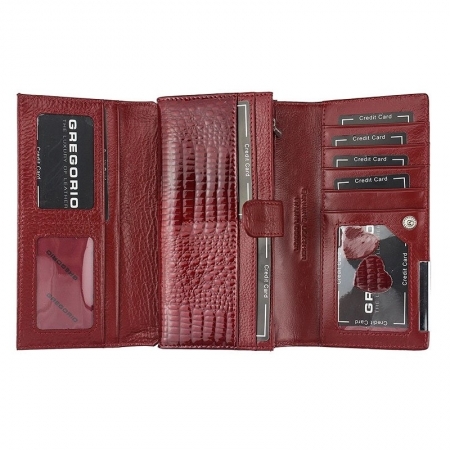 Portofel de lux pt. dama din piele naturala Gregorio PORT522 Rosu [5]