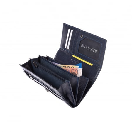 Portofel lux dama din piele naturala lacuita, maron, cu flori de cires Lorenti PORTG024 [1]