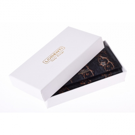 Portofel lux dama din piele naturala lacuita, violet, cu flori de cires Lorenti PORT623 [4]