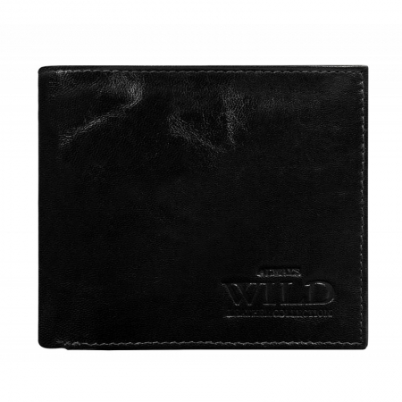 Portofel minimalist / copii, din piele naturala cu portcard detasabil Wild PORM201 Negru [3]