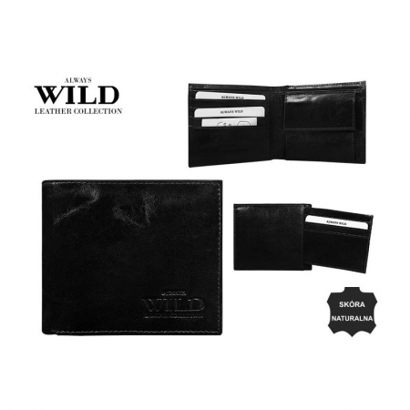 Portofel minimalist / copii, din piele naturala cu portcard detasabil Wild PORM201 Negru [3]