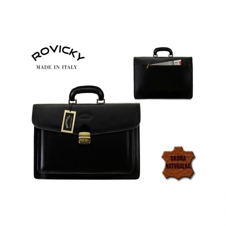 Servieta din piele naturala incapatoare marca Rovicky, Made in Italy - GEA403 [1]