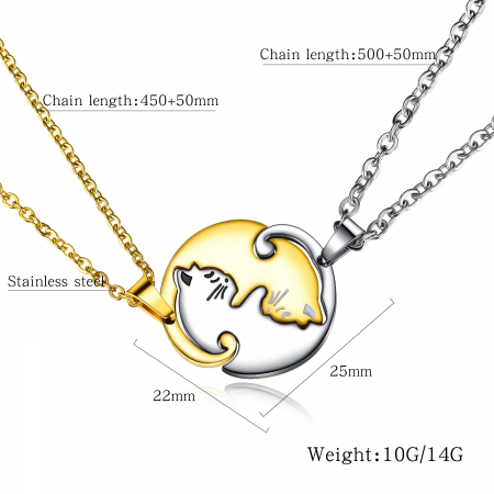 Set 2 coliere cu pisicute Ying si Yang [5]