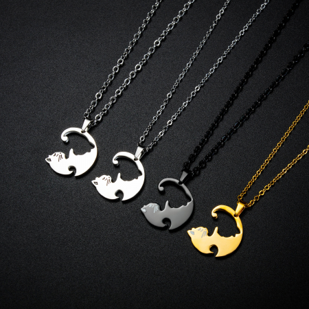 Set 2 coliere cu pisicute Ying si Yang [7]