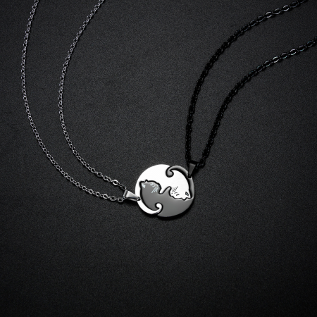 Set 2 coliere cu pisicute Ying si Yang [4]