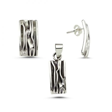 Set argint 925 model scoarta copac cu aspect vintage - Be Nature STU0014 [0]