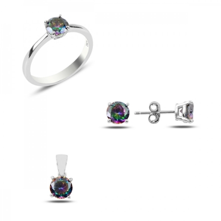 Set argint 925 rodiat cu zirconii topaz mistic - Be Elegant [0]