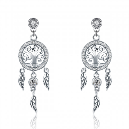 Set argint cercei si colier cu Dreamcatcher si Copacul Vietii [6]