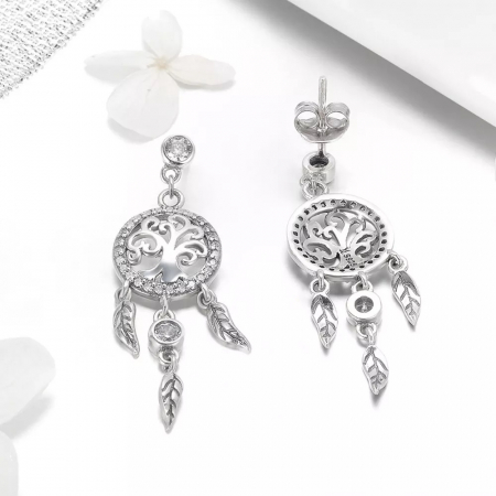 Set argint cercei si colier cu Dreamcatcher si Copacul Vietii [3]