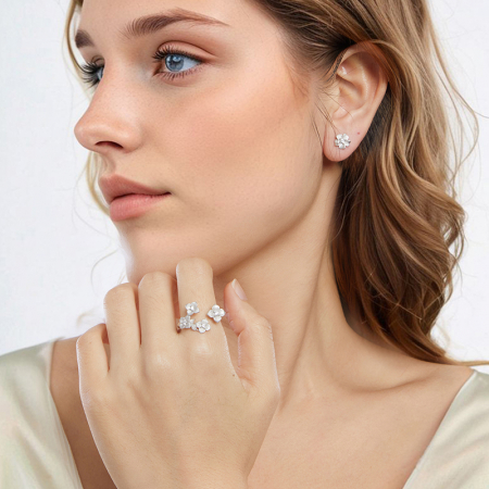 Set argint cu flori [4]