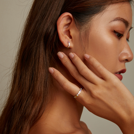 Set argint cu inimioare colorate [2]