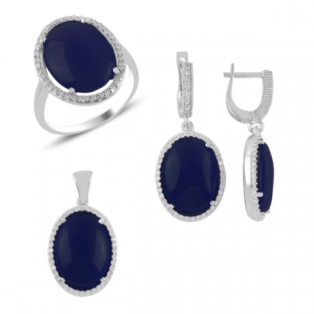 Set argint cu zirconii ovale