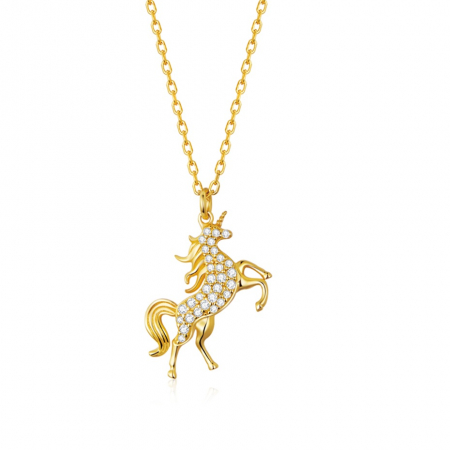 Set argint din doua coliere cu Unicorn si stele stralucitoare [2]