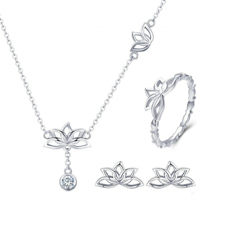 Set argint floare de lotus