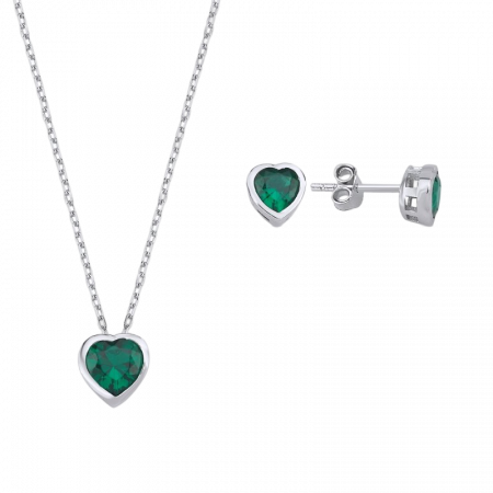 Set argint inimioare cu zirconii emerald