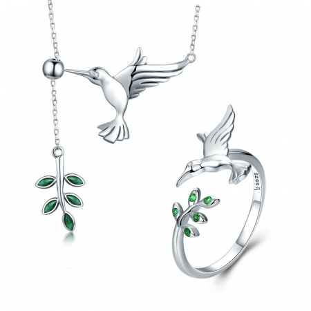 Set argint pasare colibri [12]