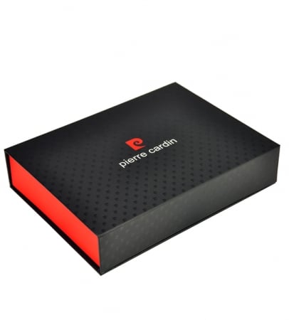 Set cadou de lux pt. barbati din piele naturala (portofel + curea) Pierre Cardin PORM213 Negru [6]