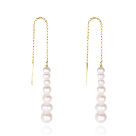 Set colier, cercei si inel argint 925 placat cu aur 14K cu perle naturale [3]