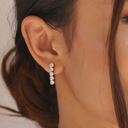 Set Colier si Cercei argint 925 tennis placati cu aur 14K [4]