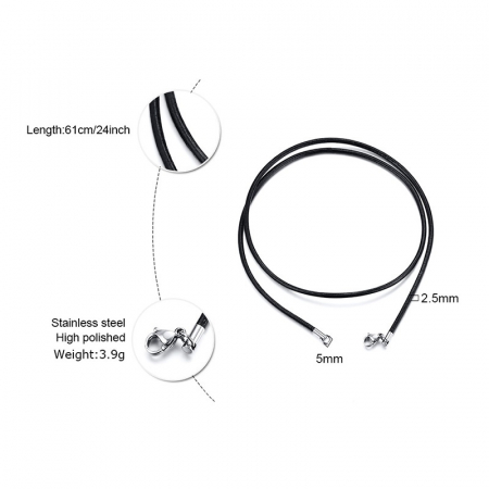 Snur sau bratara din piele cu inox 61 cm [3]