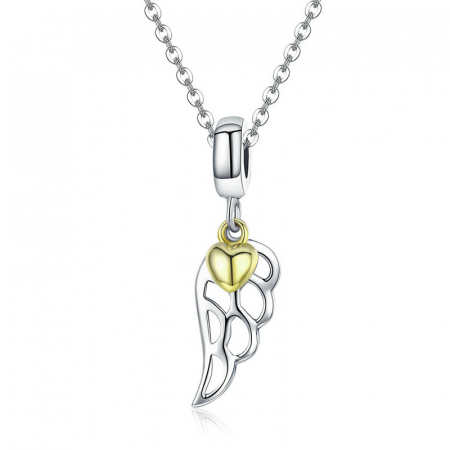 Talisman argint aripa de inger cu inimioara placat cu aur [7]