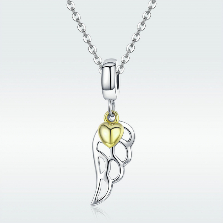 Talisman argint aripa de inger cu inimioara placat cu aur [6]