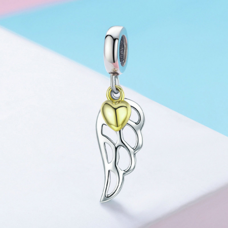 Talisman argint aripa de inger cu inimioara placat cu aur [2]