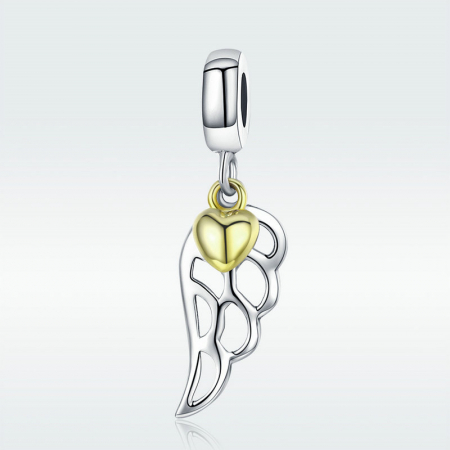 Talisman argint aripa de inger cu inimioara placat cu aur [1]