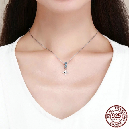 Talisman argint avion cu zirconii [4]