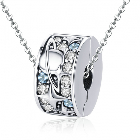 Talisman argint Clips cu planeta, luna si stele [4]