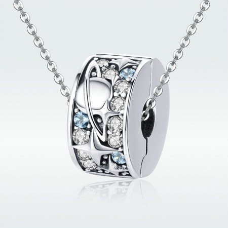 Talisman argint Clips cu planeta, luna si stele [6]