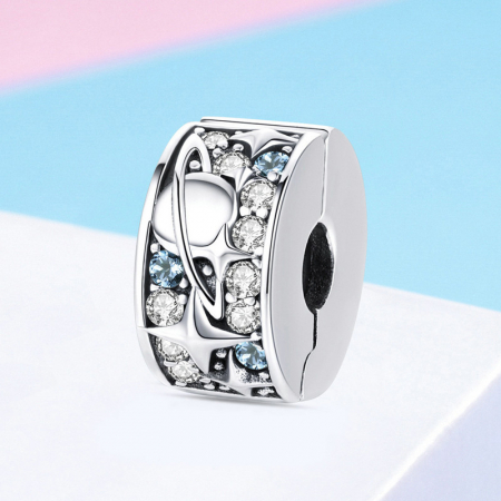 Talisman argint Clips cu planeta, luna si stele [7]