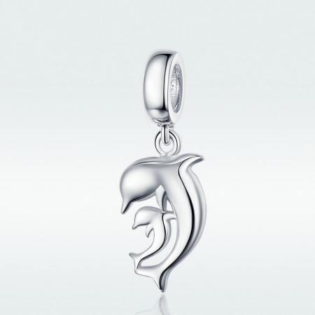 Talisman argint cu delfini mama si puiul [4]