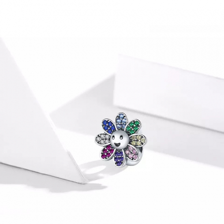 Talisman argint floare vesela cu cristale [2]