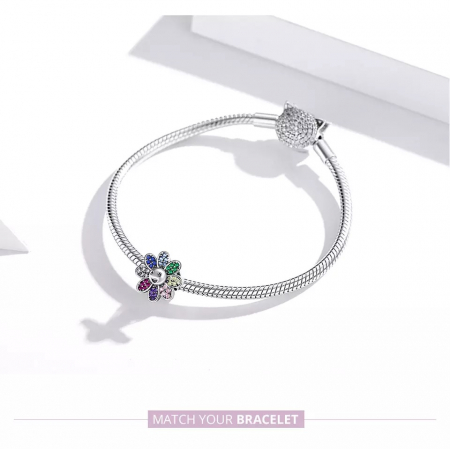 Talisman argint floare vesela cu cristale [3]