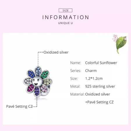 Talisman argint floare vesela cu cristale [4]