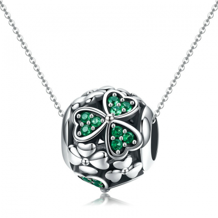 Talisman argint flori si fruze trifoi cu zirconii verzi [1]