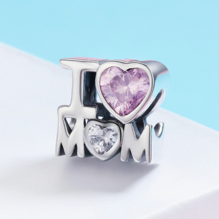 Talisman argint I Love Mom cu doua inimioare [1]