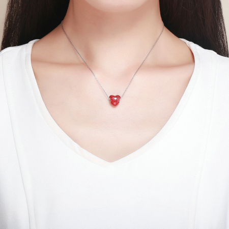 Talisman argint inima cu trandafiri placat cu rodiu [4]