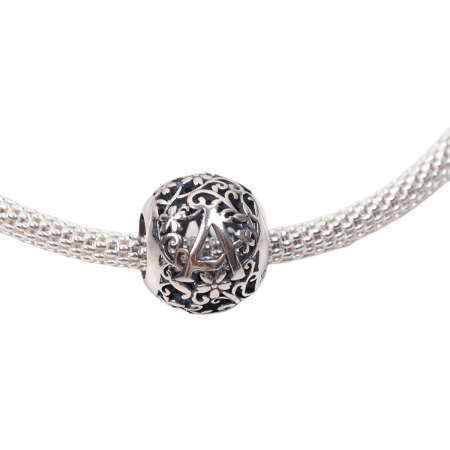 Talisman argint litera A cu model floral [3]