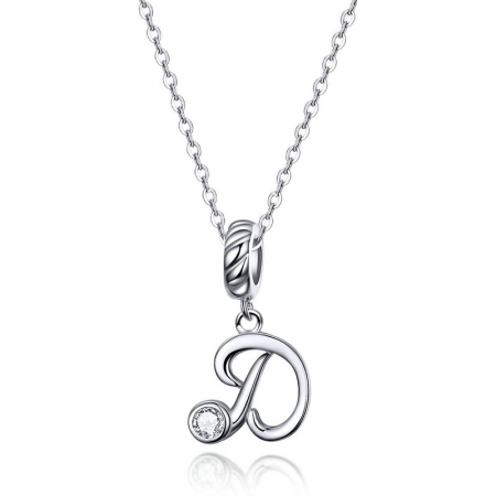 Talisman argint litera D cu zirconiu [1]