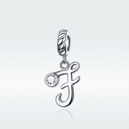 Talisman argint litera F cu zirconiu [3]