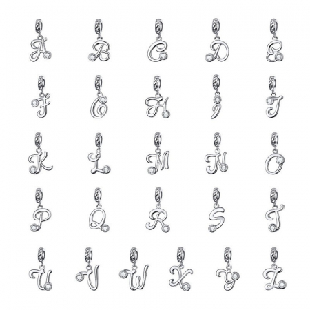 Talisman argint litera F cu zirconiu [4]