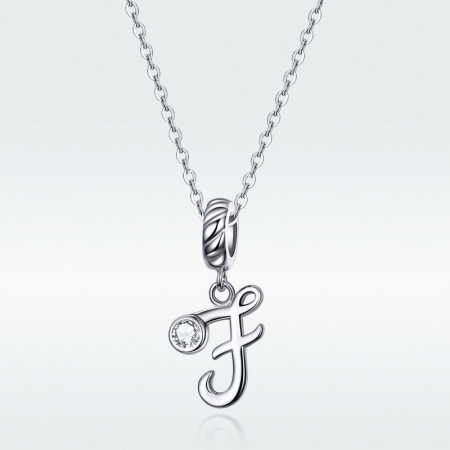 Talisman argint litera F cu zirconiu [2]